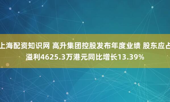 上海配资知识网 高升集团控股发布年度业绩 股东应占溢利4625.3万港元同比增长13.39%